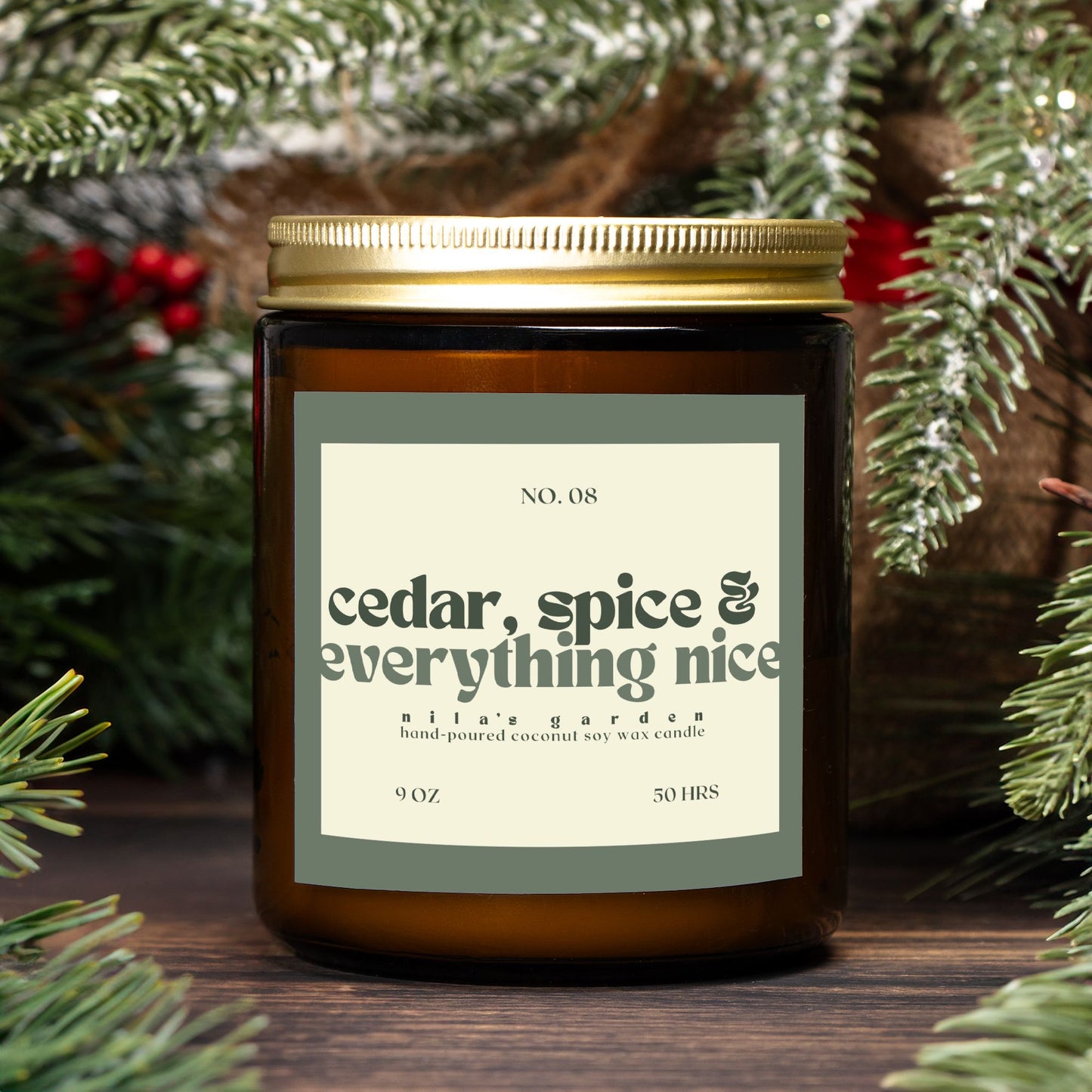 No. 08 Cedar, Spice & Everything Nice - Coconut Soy Wax Candle