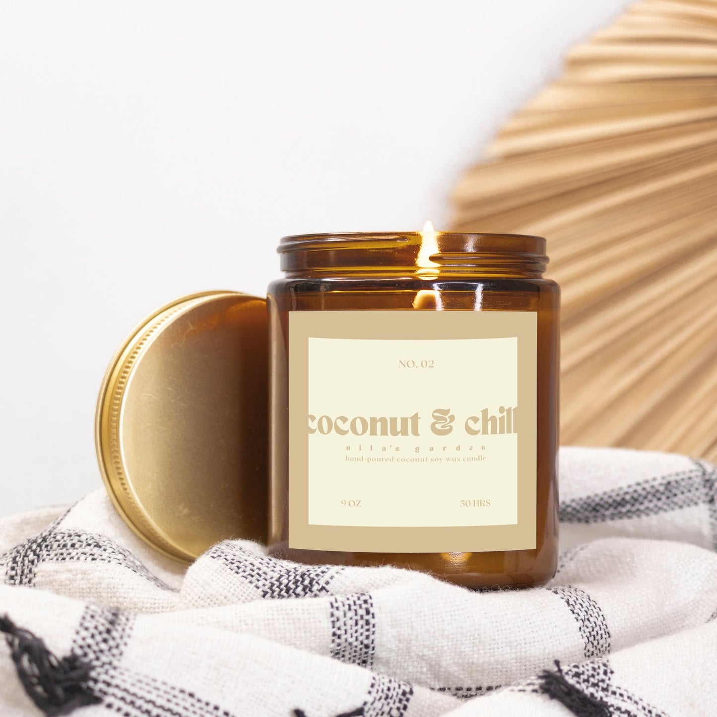 No. 02 Coconut & Chill Amber Jar Candle- Coconut Soy Wax