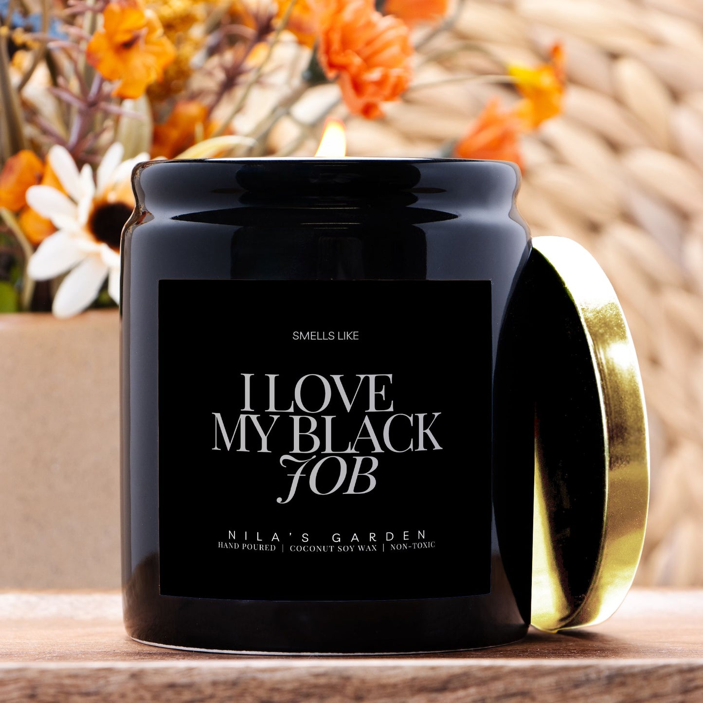 I Love My Black Job Coconut-Soy Ceramic Candle